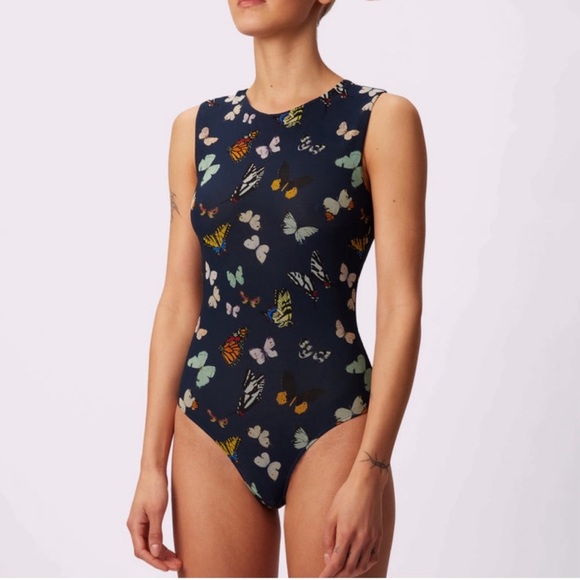 parade Tops - BUTTERFLY MESH STRETCHY THONG BODYSUIT SIZE SMALL